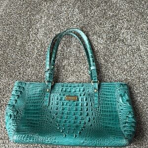 Brahmin Teal Crocodile Embossed Women's Leather Tote Bag